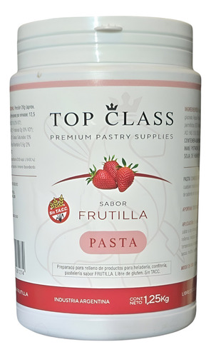 Pasta Frutilla 1,250kg Saboriza Rellenos, Mousses. Top Class