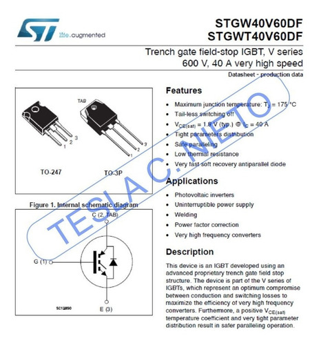 Imagen 2 de 6 de Igbt Gw40v60 4 Piezas Maquina Inversora Infra