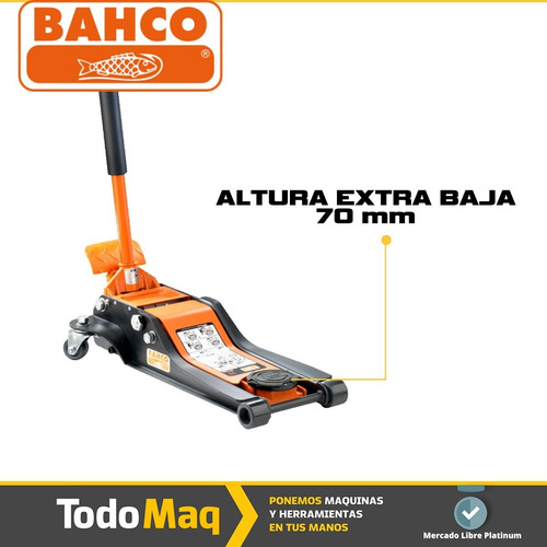 Imagen 3 de 9 de Crique Hidraulico Carro Extra Bajo Doble Piston 2t Bahco