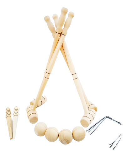 Juego Croquet Infantil Madera Natural Con Arcos P/ Niño Baum