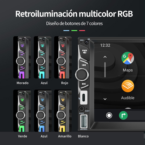 7'' Auto Estéreo Carplay Mirrorlink Mp5 Con Pantalla Táctil Color 7 Carplay Mp5