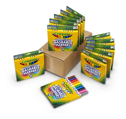 Marcadores Crayola  Lavables Ultra Limpios, Línea Anc Fr32p