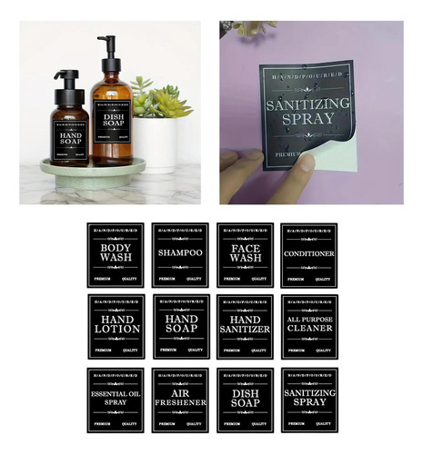 12 Piezas De Etiquetas Para Botellas De Baño, Etiquetas