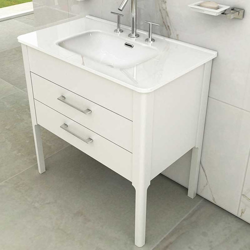 Mueble Vanitory Campi Baño Curve Blanco 1 Metro