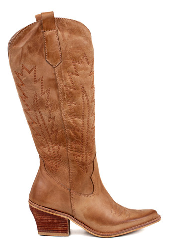 Botas Texanas Mujer Cuero Bordado Casuales Tendencia Heben  