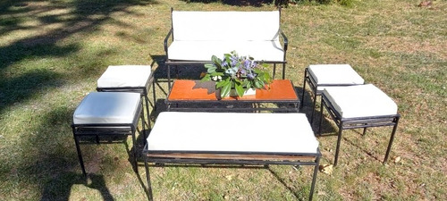 Alquiler Juego Living Puff Sillon Gervasoni Hierro Cuerina