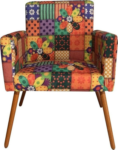 Poltrona Decorativa Paris Vermelho Bia Super Cor Patchwork Desenho Do Tecido Patchwork Suede