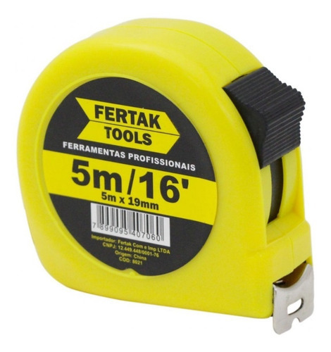 Trena 5 Metrosx19mm Aço Profissional Fertak Mod 8021