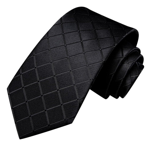 Set De Corbata , Panuelo Y Gemelos Hi-tie Seda Black Plaid