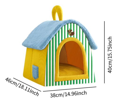 Casa Cálida Semicerrada Para Mascotas, Cama Para Dormir M