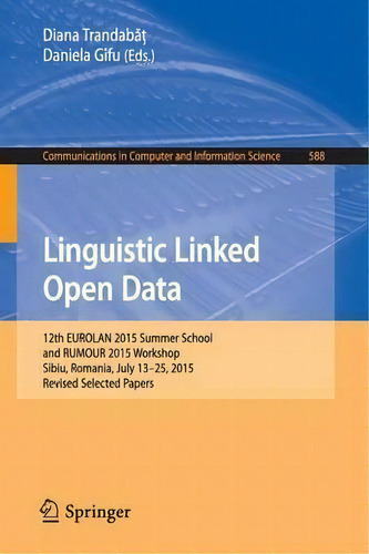 Linguistic Linked Open Data, De Trandabat Diana Maria. Editorial Springer International Publishing Ag, Tapa Blanda En Inglés