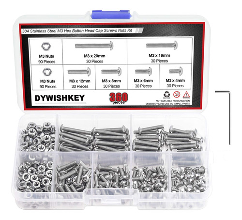 Dywishkey Kit Pieza Acero Inoxidable Boton Hexagonal Tuerca