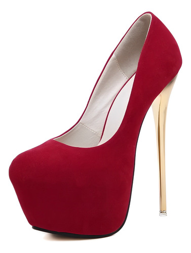 En Stock Abfa Shop Talla 37 Zapatos Gamuza Taco Aguja Rojo