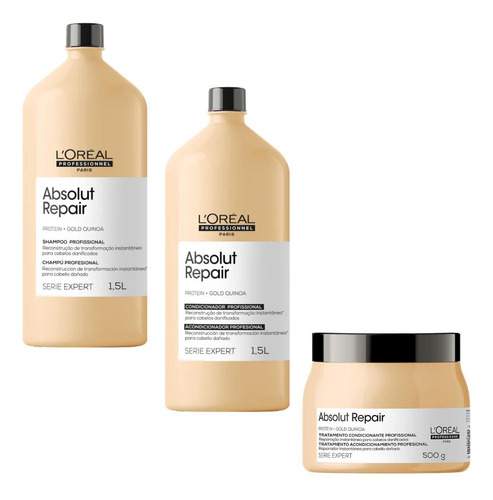 Kit Profissional Loreal Absolut Repair - Shampoo Cond E Másc
