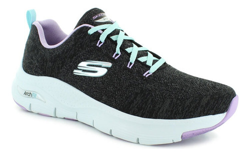 Tenis Skechers M. 714985 Arch Fit Negro Multicolor Mujer / J