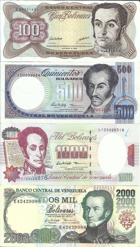 Set Excelentes Billetes Venezolanos Nuevos. Años 1989 A 1998