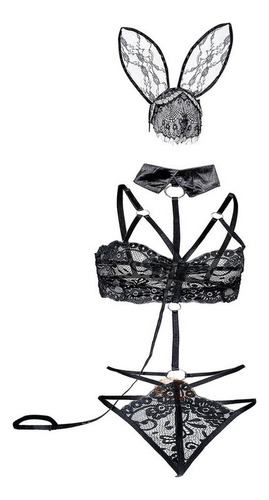 . Traje De Lencería Sexy De Tres Puntos De Encaje Conejita
