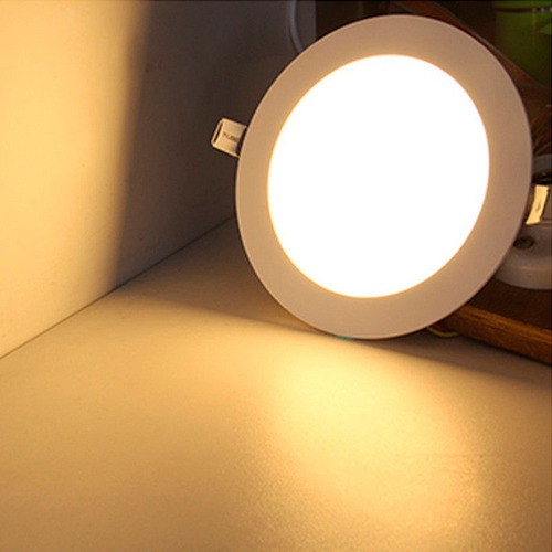 Imagen 5 de 10 de Panel Plafon Led Embutir Redondo Níquel 12 Watt