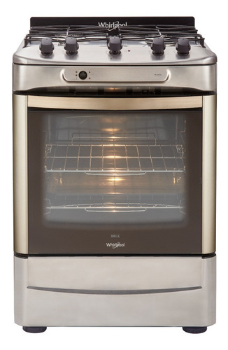 Imagen 2 de 5 de Cocina Whirlpool WF360XG gas natural 4 hornallas inox 220V puerta con visor 71.1L