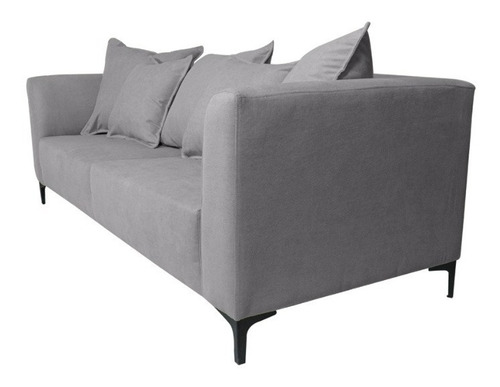 Sofá Cordelia 2 Cuerpos Chenille Tipo Lino Gris