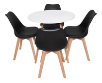Comprar Mesa Eiffel Redonda Jantar 70cm + 4 Cadeiras Saarinen Leda Cor Kit Conjunto Mesa Branca Redonda Jantar Com 4 Cadeira Saarinen Preta