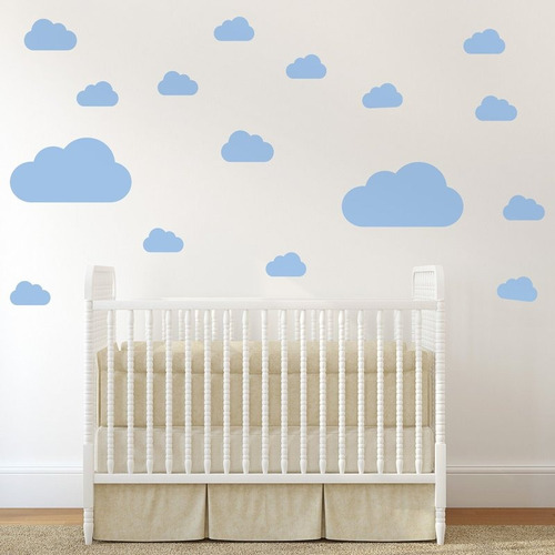 Imagem 1 de 2 de Adesivo Parede Quarto Infantil Nuvens Azul Bebe 16 Nuvens