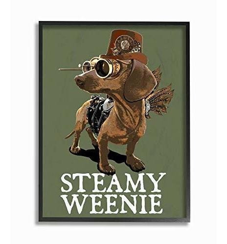Stupell Industries Steamy Weenie Funny Steam Punk Dog Pet, D