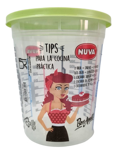 Vaso Medidor Con Tapa Doméstico Líquido Harina Cacao Tazas