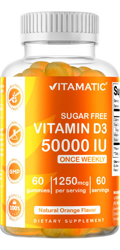 Vitamatic Sugar Free Vitamin D3 50,000 Iu Weekly Supplemen