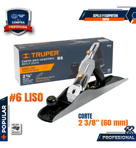 Cepillo Para Carpintero # 6 Liso, Truper