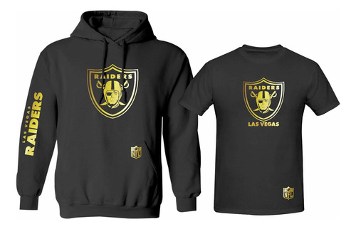 Kit Sudadera + Playera Estilo Las Vegas Raiders Nfl Gold