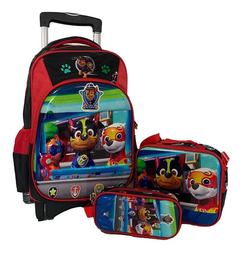 Kit Morral Ruedas Paw Patrol + Lonchera + Cartuchera