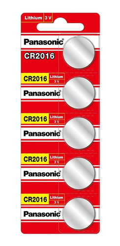 Imagen 2 de 2 de Pilas Baterias Panasonic Cr2016 Tamaño Botón 3 Voltios Paquete De 5 Unidades