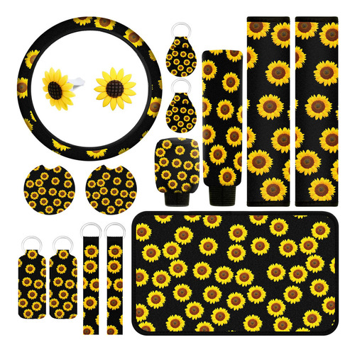 Juego De 16 Accesorios De Girasol Para Automóvil, Funda Para