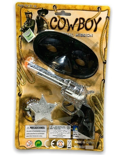 Set Cowboy Pistola, Antifaz Y Estrella 6833- 