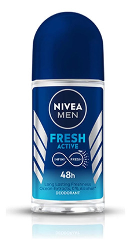Desodorante Nivea Men Fresh Active Roll On, 50 Ml, 48 Horas