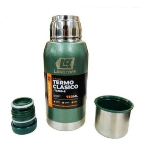 Termo Acero Inox 750ml Color Verde Lusqtoff Frio Calor Hielo