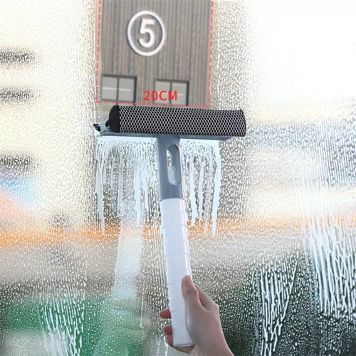 Escobilla Doble Limpia Vidrios Con Rociador Recargable Baño