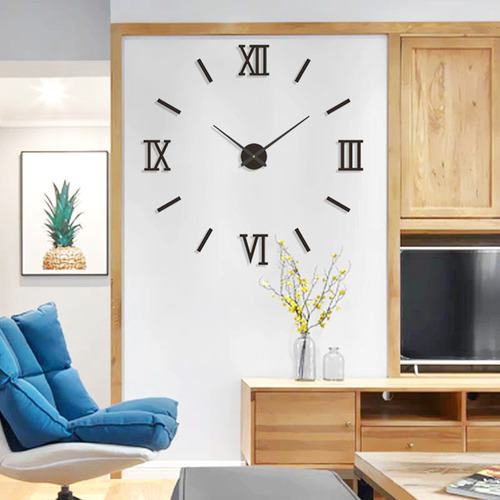 Reloj De Pared Minimalista En 3d, Dorado, 40 Cm, Sin Perfora