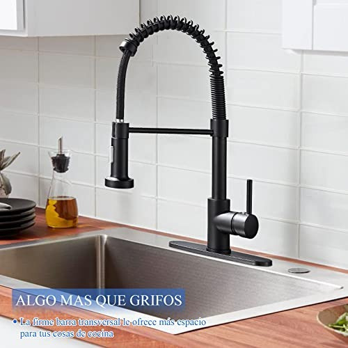 Mezclador Monomando Para Fregadero Negro Mate