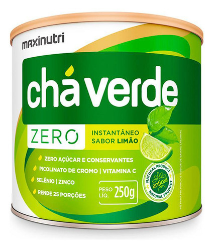 Chá Verde Solúvel Limão Zero - 250 Gramas - Maxinutri