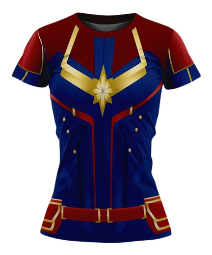 Playera Sublimada Talla Extra Capitana Marvel Corte Dama