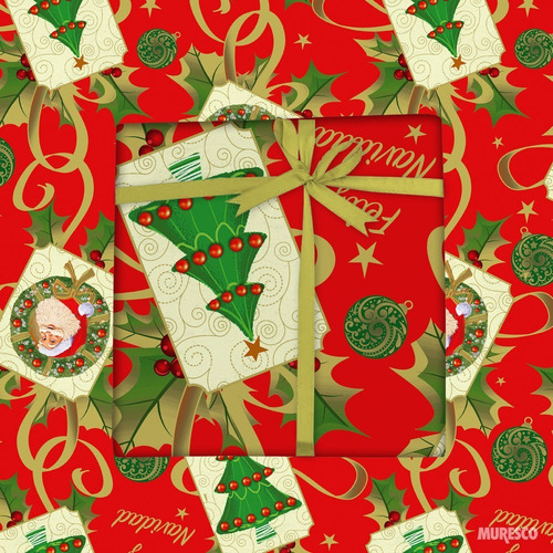 Bobina Papel De Regalo Muresco Navidad 60cm X 200mt