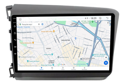 Multimidia Civic G9 12/16 9p Android 14 Auto Carplay 4/64gb