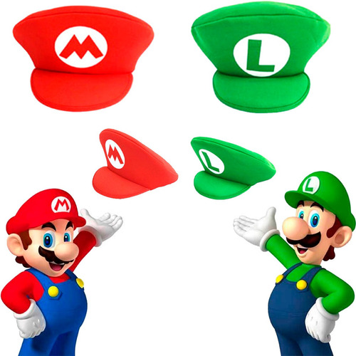 Gorra De Mario Bros Y Luigi - Disfraz De Mario - 2 Piezas