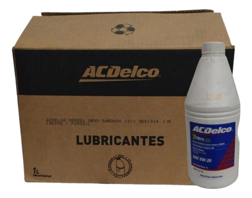 Aceite Sintetico Acdelco 0w20 Dexos 1 Gen 2 Caja 12 X 1l 3c