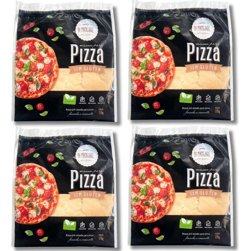 4 Unidades Massa Pizza (sem Glúten, Leite, Açúcar) E Vegana