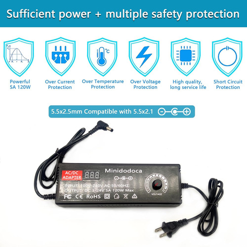 Fuente De Alimentación Ajustable 120w Ac/dc 3v-24v Con Panta