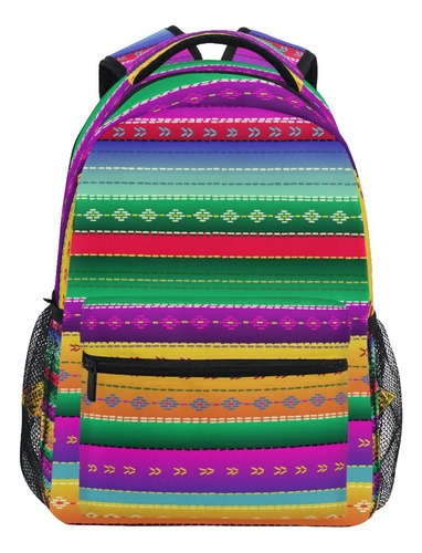 Mochila Escolar Raya Serape Mexicana Para Niño Niña