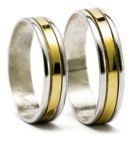 Par Alianzas Plata925 Oro 18k Cinta Novios Grabados Garantía